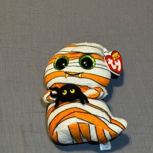 Ty Plush Mummy with Orange Stripes and Spider